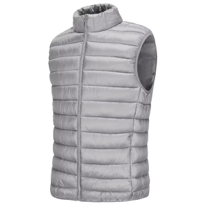 Chaqueta Acolchada con Capucha y Cuello Alto para Hombre, Color Gris, Cierre de Cremallera, Resistente al Viento e Impermeable, de Poliéster, Informal para Otoño, con Logotipo Frontal - Product Image 1