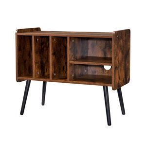 Armadietto da 220 in vinile marrone Vintage che tiene giradischi supporto ripiani rimovibili regolabile in altezza per soggiorno camera da letto - Product Image 1