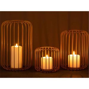 Lot de lanternes décoratives en fil de fer doré pour bougies chauffe-plat, support de bougie pour mariage, fête et décoration intérieure - Product Image 1