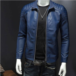 Veste en cuir véritable chaude pour homme avec doublure thermique, conçue pour l'hiver et le froid, usage quotidien, logo sur le devant - Product Image 3