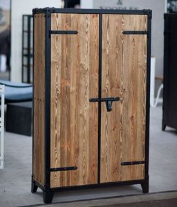 Armoire de classement en acier avec pieds, design grain de bois par transfert thermique, armoire de chambre en métal, armoire à grain de bois - Product Image 3