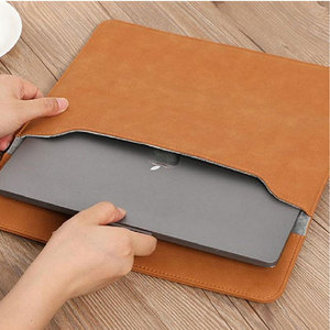 Brown Leather <b>Laptop</b> <b>Sleeve</b> Case with Magnetic Closure for MacBook and Other <b>Laptops</b> - Product Image 1