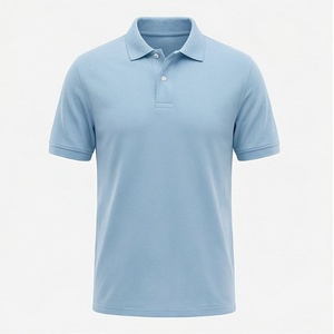 เสื้อโปโลผู้ชายสีฟ้าอ่อน แขนสั้น ผ้าปิเก้ สวมใส่สบาย ระบายอากาศได้ดี ทรงปกติ ดีไซน์ถักแบบเรียบ - Product Image 1