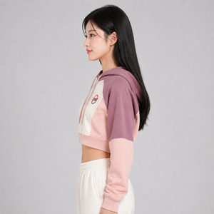 High Quality <b>Women's</b> <b>Cropped</b> <b>Hoodie</b> Custom Logo Soft Cotton Fleece Warm Breathable Pullover Casual Wear <b>Women</b> <b>Cropped</b> <b>Hoodie</b> - Product Image 2