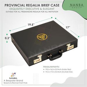 Maletín Rígido para Mandil Provincial Masónico, Imitación Cuero Negro, Cierre Dorado, 5 Compartimentos, Capítulo Arco Real - Product Image 4