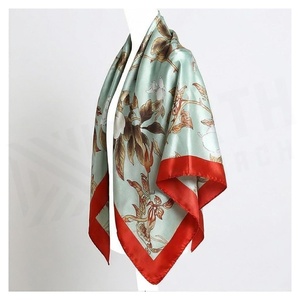 NORTH APPROACH Women's Square <b>Silk</b> <b>Scarf</b> Floral Print Elegant Multi-Functional Fashion Accessory Outdoor Polyester All Seasons - Product Image 3