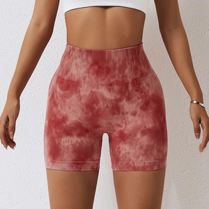 Shorts de yoga taille haute personnalisés pour femmes, respirants, en maille, avec poches, effet délavé, pour le yoga, le cyclisme et les loisirs - Product Image 2