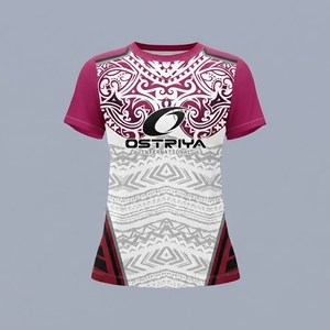 Camiseta de Mujer con Diseño Tribal, Transpirable y Ligera, de Manga Corta, Cuello Redondo, Colores Sólidos, de Secado Rápido - Product Image 2