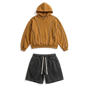 Ensemble sweat à capuche et short en coton personnalisé pour homme, coupe ample, poches latérales, style streetwear, tenue de printemps, ensemble de survêtement - Product Image 6