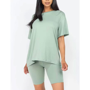 Ensemble T-shirt à manches courtes et col rond pour homme, coupe oversize, décontracté, respirant, 100 % coton tricoté, écologique, 320 g, finition lavée - Product Image 1
