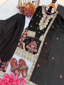ชุดสูทปักลาย Georgette Palazzo ชุดสูททำงานลำดับลายปักสำหรับสตรีชุดทำงานแบบดอริ - Product Image 2