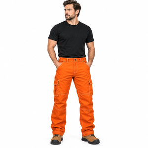 Pantalones de Trabajo de Alta Visibilidad Color Naranja para Hombre, con Bolsillos Tipo Cargo y Paneles en las Rodillas, Resistentes al Fuego, Fabricados en Fábrica, para Soldadura - Product Image 2