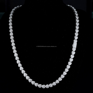 Sparkling Heart Link <b>Tennis</b> <b>Necklace</b> Delicate Stone Set Chain Jewel For Ladies Elegant Wedding Party And Everyday Styling - Product Image 1