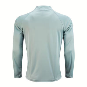 T-shirt à col montant 3/4 zippé pour homme adulte, couleur personnalisée, manches longues, respirant, écologique, séchage rapide, service OEM - Product Image 2