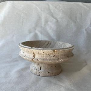 Cuenco decorativo de mármol gris con pedestal, frutero moderno de piedra, centro de mesa elevado, cuenco para servir, decoración de lujo para el hogar, a la moda - Product Image 4