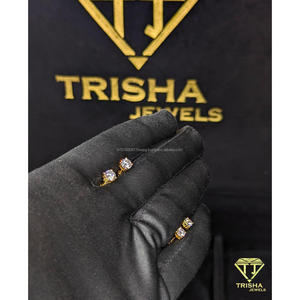 Boucles d'oreilles tendance en diamants de laboratoire VVS, argent sterling 925, taille ronde, bijoux de luxe par Trisha Jewels - Product Image 3