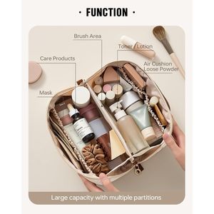 Borsa da Viaggio per Trucco da Donna di Grande Capacità, Impermeabile, Portatile, con Apertura Piatta per Articoli da Toeletta, Borse e Astucci per Cosmetici - Product Image 2