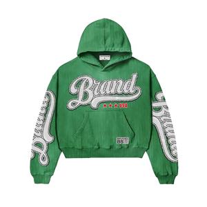 Conjunto Deportivo de Sudadera con Capucha Extra Grande y Pantalones Cortos con Cierre, Logotipo Personalizado, Felpa Francesa, Trajes Deportivos de Felpa Técnica, Trajes Sólidos con Efecto Deslavado Ácido - Product Image 6