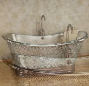 Bañera Ovalada Independiente de Cobre con Acabado Rústico, sin Patas, para Baño, Hotel, Villa - Product Image 5