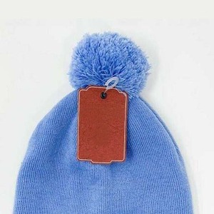 <b>Light</b> Blue Acrylic <b>Beanie</b> With Pom-Pom Unisex Winter <b>Hat</b> Casual Style 56-58CM Head Circumference Computer Knitted Solid Color - Product Image 3