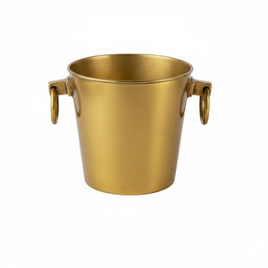 Seau à glace rond en métal avec poignées, style vintage, durable, pour fêtes, refroidisseur de boissons, bac à glaçons, accessoires de bar - Product Image 1