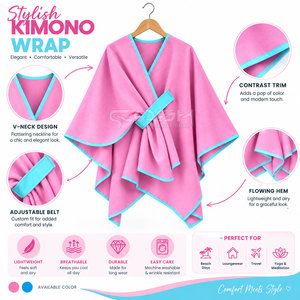 Cosh International Sorority Sisterhood Pink Asymmetric <b>Poncho</b> V-Neck Belted Closure Solid Color Casual Wear Sweater - Product Image 6