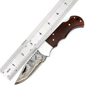 ชุดมีดพับเหล็กดามัสกัสทองแดง 3 ชิ้น ด้ามไม้พะยูง ปลอกหนัง ตีขึ้นรูปตามสั่ง CuMai มีดพกพา EDC สำหรับล่าสัตว์ - Product Image 4