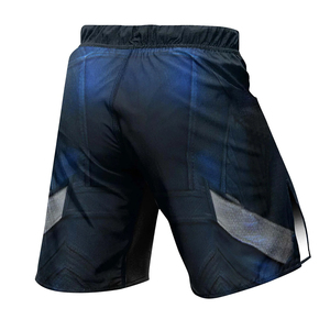 Pantalones Cortos de MMA para Deportes de Contacto, Entrenamiento de Artes Marciales, con Líneas Blancas y Negras, Elásticos, Transpirables, Ligeros, de Tela de Poliéster - Product Image 2
