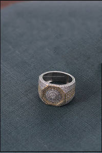 Bague pour homme en argent sterling plaqué rhodium, sertie de diamants simulés, style hip-hop, pour fiançailles, mariage, anniversaire - Product Image 2