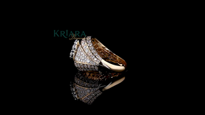 Anillo de cóctel de moissanita de oro macizo de 18 quilates y plata 925 para mujer, corte brillante redondo, engaste pavé, joyería de lujo para compromiso - Product Image 3