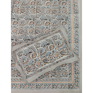 ผ้าปูที่นอนลายเรขาคณิตสีเทาแบบดับเบิ้ลมัลติ  ผ้าฝ้ายพิมพ์ลายด้วยมือ 200 เส้นด้าย  ระบายอากาศได้ดี เหมาะสำหรับใช้ในบ้าน โรงแรม และงานตกแต่ง - Product Image 1