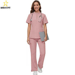 <b>Scrubs</b> for Women - Zip Front Top & Flare Pant Stretch Nursing Women’s <b>Scrubs</b> <b>Set</b> Medical Uniform - Product Image 2