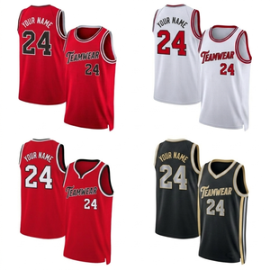 Maillot de basket personnalisé bleu et jaune en mesh, impression numérique, nom et numéro de l'équipe 00, respirant, sans manches, col en V, coupe régulière pour adulte, 100% coton - Product Image 2