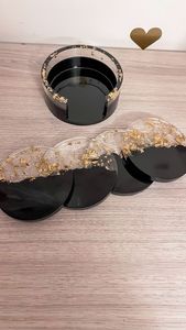Ensemble de sous-verres en résine faits à la main – Magnifiques sous-verres décoratifs pour table basse, table à manger, cuisine, décoration intérieure, fêtes - Product Image 3