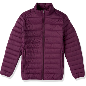 <b>Mens</b> Lightweight Insulated Puffer Jacket with Full Zip Front and Stand Collar in Dark Purple for Casual and Cold Weather Wear - Product Image 2