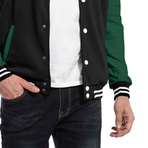 Veste de baseball classique en molleton de coton premium, style streetwear, design personnalisé, vente en gros, fabricant de vêtements OEM ODM, veste pour homme - Product Image 3