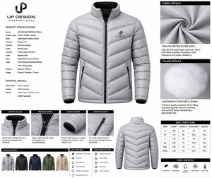 Custom Men's Lightweight Puffer <b>Jacket</b> Winter Quilted Insulated Polyester <b>Zip</b>-<b>Up</b> Coat OEM ODM Outdoor Wear Manufacturer - Product Image 4