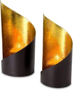 Elegant modern candle holder pair gold interior black exterior statement decor for <b>shelves</b> <b>tables</b> and minimalist home styling - Product Image 5