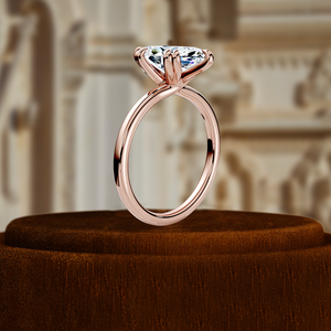Bague de fiançailles solitaire en or massif 14 carats avec diamant de laboratoire taille marquise 1,5 carat, pavée, pour mariage, fête ou promesse - Product Image 1