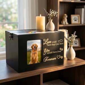 Kotak Peti Mati Hewan Peliharaan Ramah Lingkungan & Terurai Secara Alami & Guci Kayu Ramah Lingkungan untuk Abu Anjing atau Kucing dengan Bingkai Foto Kotak Kenangan - Product Image 1