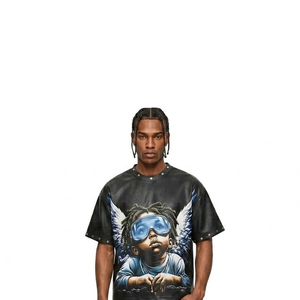 เสื้อยืดพิมพ์ลาย DTG สุดเทรนดี้ ผ้าคอตตอนหนา 100% 300GSM ประดับด้วยคริสตัล สำหรับสตรีทแวร์ ยูนิเซ็กส์ - Product Image 4