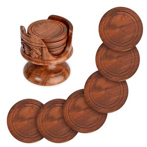 แผ่นรองแก้วไม้ทำมือ ทนทาน-แผ่นรองแก้วและถ้วยสำหรับครัวแบบคลาสสิก - Product Image 3