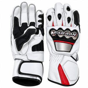 Guantes Profesionales de Cuero para Motociclismo, Blancos y Rojos, con Protección Completa, Pantalla Táctil, Cierre de Gancho y Bucle, para Gimnasio y Uso al Aire Libre, OEM - Product Image 1