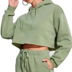 Vente en gros Tech Fleece recadrée Sweat épaissi Femmes Casual Solid Manches Longues Loose Fit Tops Pull Femme Sweats à capuche pour femme - Product Image 2
