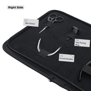 Kit de herramientas para extensiones de cabello negro directo de fábrica con agujas para separar el cabello, mini tijeras, clips de sujeción y alicates para extensiones de cabello - Product Image 4