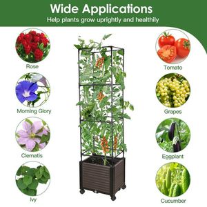 Automatic Water Drainage Expandable 62.99in Tall Rustproof Raised Garden Bed Planter with 4 Lockable Wheels Trellis Easy to Ass - Product Image 2