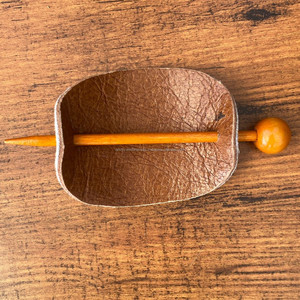 Laser Engraved 100% Genuine Handmade Leather <b>Hair</b> Barrette with Wooden <b>Slide</b> Top Quality Luxury Designer <b>Hair</b> Barrette for Women - Product Image 5