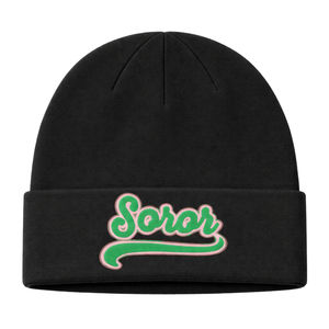 Bonnet noir 08 Soror pour femmes, style grec, rose et vert, pour sororité universitaire, élégant et décontracté - Product Image 3