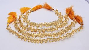 AAA Natural Yellow Citrine Faceted Pear Shape Briolette 5x7MM Citrine Gemstone Beads 8 Inch Strand Premium Quality Citrine Beads - Product Image 4