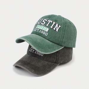 Casquette de baseball vintage pour homme, 6 panneaux, logo brodé 3D, effet délavé, casquette de sport - Product Image 1